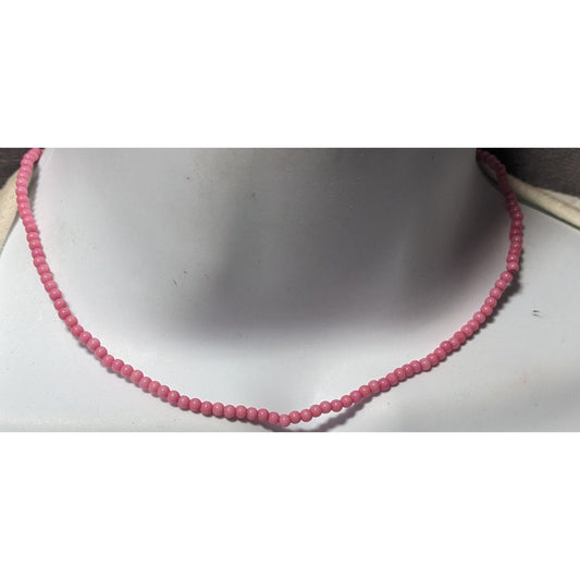 Simple Pink Seed Bead Casual Stretchy Necklace