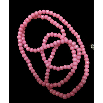 Simple Pink Seed Bead Casual Stretchy Necklace