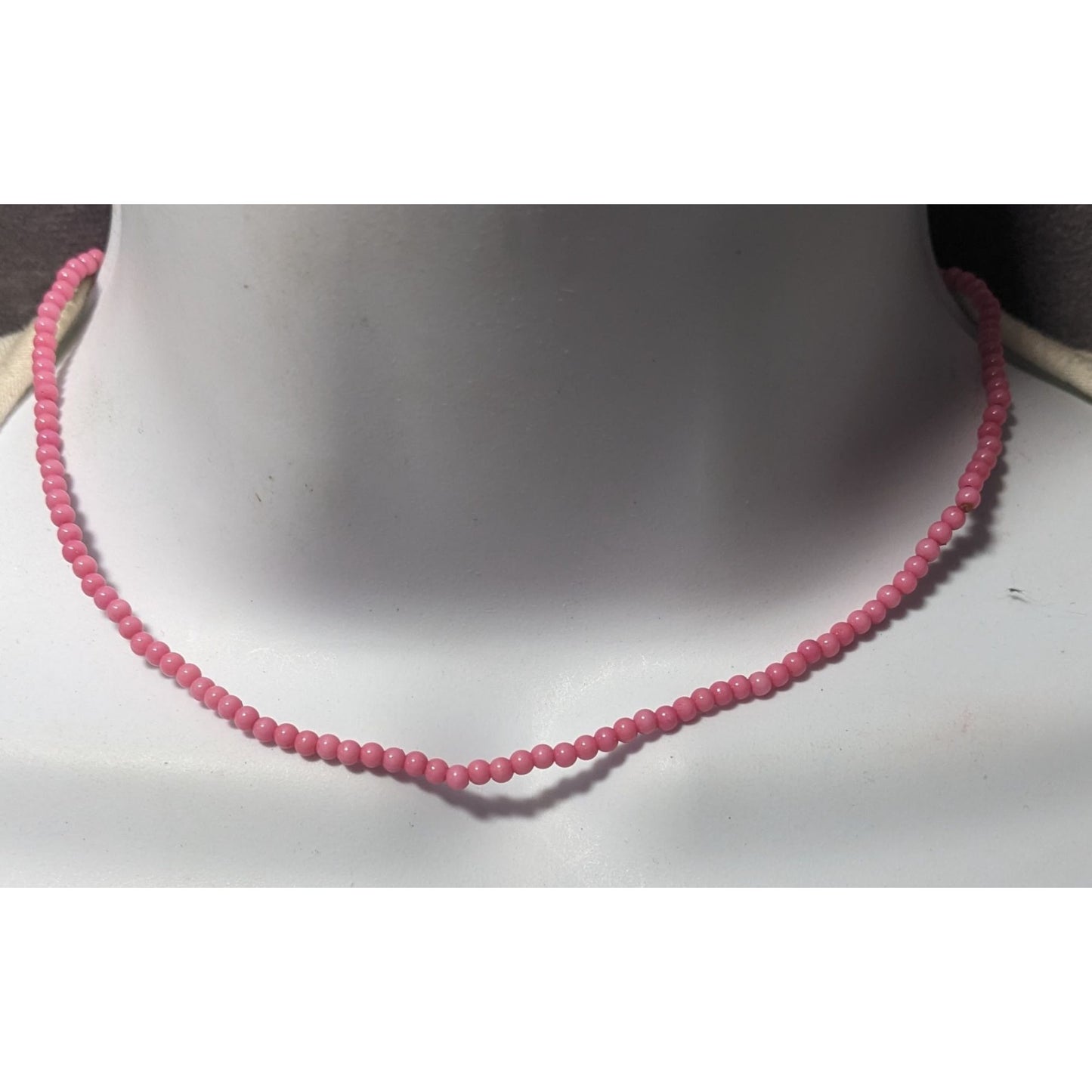 Simple Pink Seed Bead Casual Stretchy Necklace