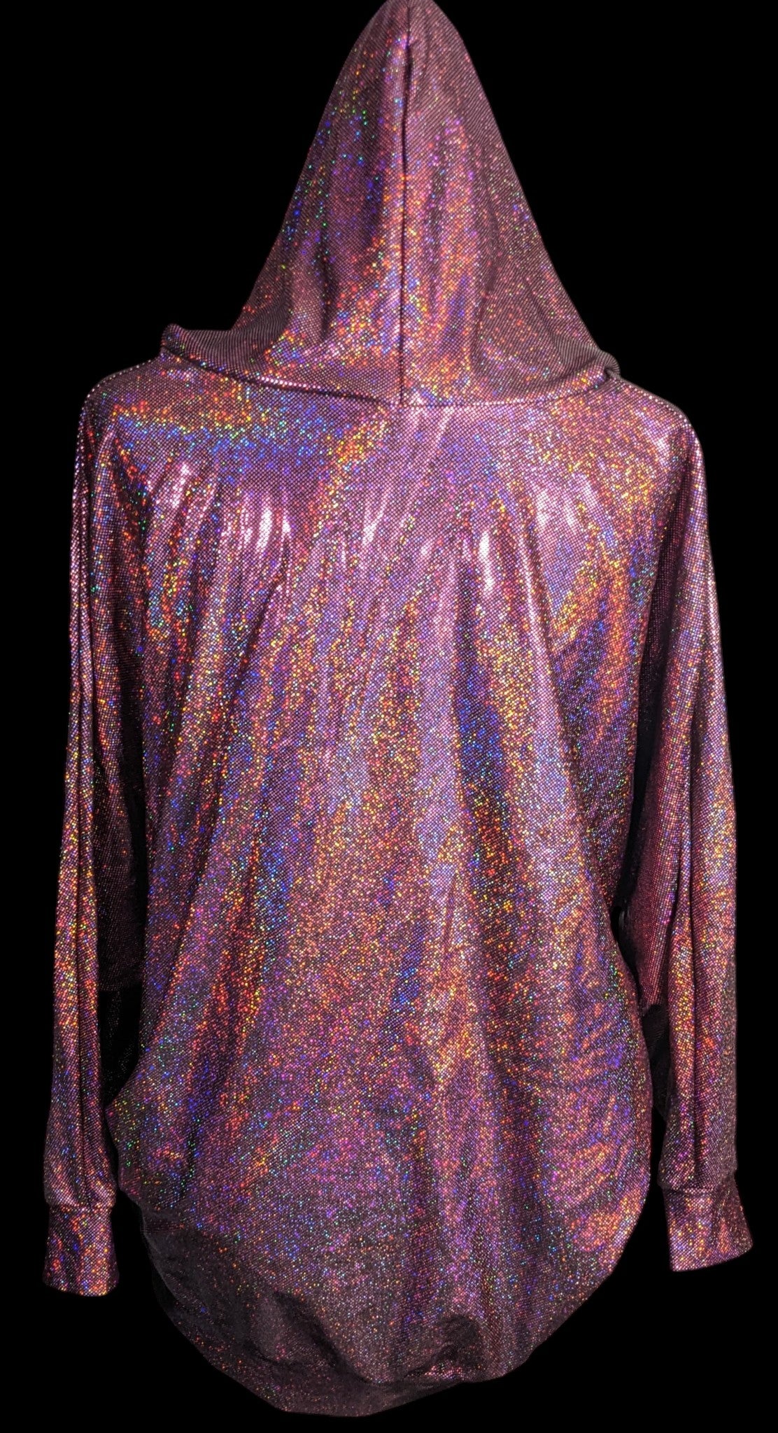 American Apparel Pink Rainbow Prismatic Hooded Poncho With Pockets