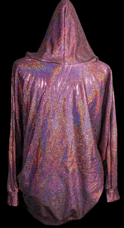 American Apparel Pink Rainbow Prismatic Hooded Poncho With Pockets