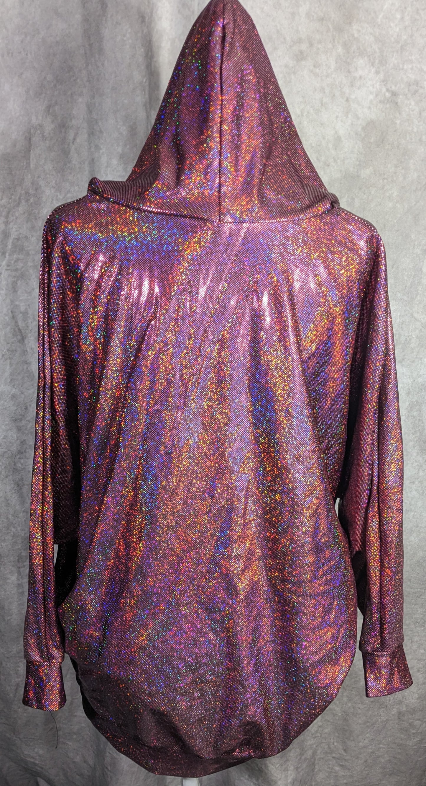 American Apparel Pink Rainbow Prismatic Hooded Poncho With Pockets