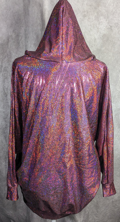 American Apparel Pink Rainbow Prismatic Hooded Poncho With Pockets