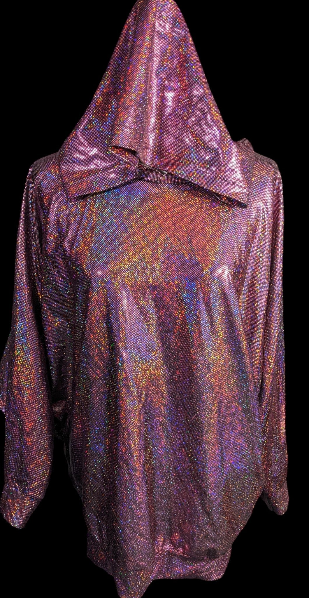 American Apparel Pink Rainbow Prismatic Hooded Poncho With Pockets