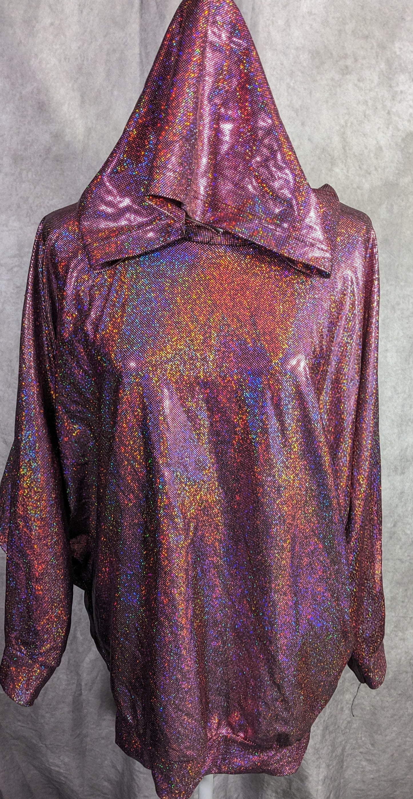 American Apparel Pink Rainbow Prismatic Hooded Poncho With Pockets