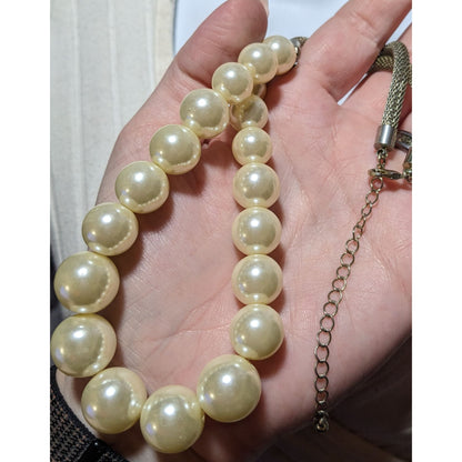 Vintage Retro Mesh Tube Faux Pearl Necklace