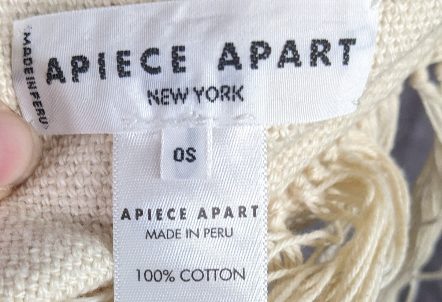 Apiece Apart Striped 100% Cotton Fringe Throw Blanket Shawl Made In Peru 39x72 OS