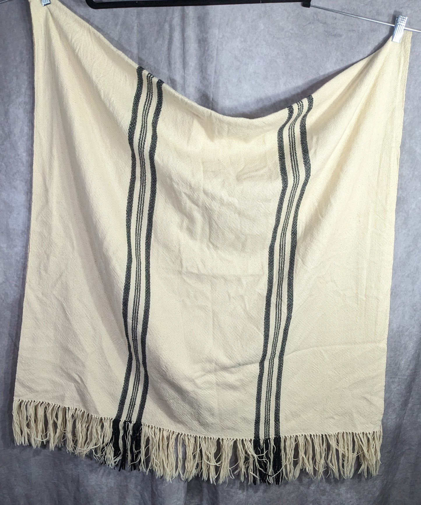 Apiece Apart Striped 100% Cotton Fringe Throw Blanket Shawl Made In Peru 39x72 OS