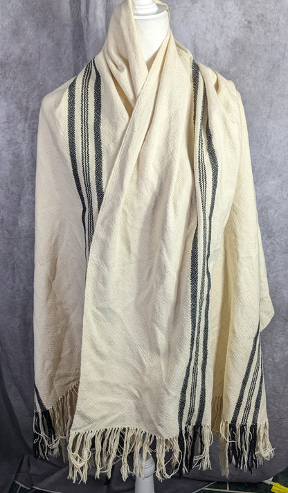Apiece Apart Striped 100% Cotton Fringe Throw Blanket Shawl Made In Peru 39x72 OS