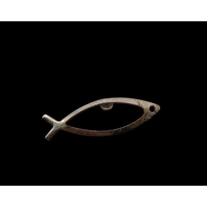 Christian Ichthys Jesus Fish Silver Tone Metal Lapel Pin 1 Inch Light Wear