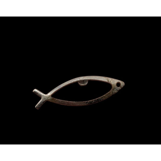 Christian Ichthys Jesus Fish Silver Tone Metal Lapel Pin 1 Inch Light Wear