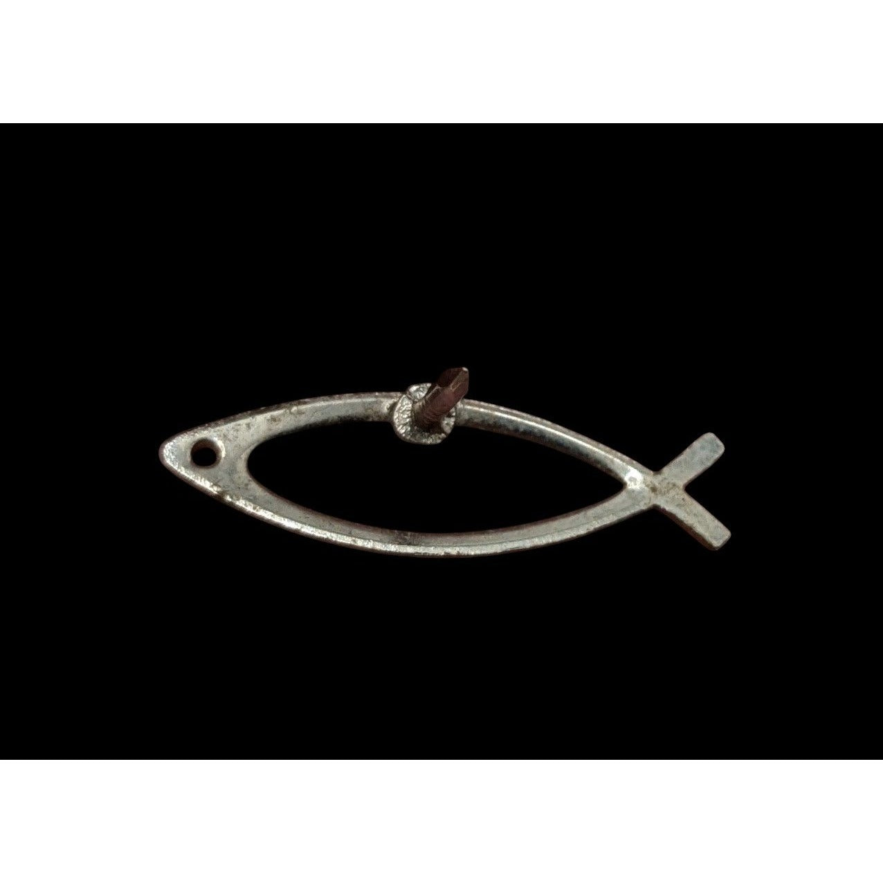 Christian Ichthys Jesus Fish Silver Tone Metal Lapel Pin 1 Inch Light Wear