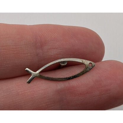Christian Ichthys Jesus Fish Silver Tone Metal Lapel Pin 1 Inch Light Wear