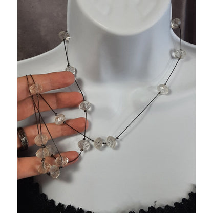 Elegant Abstract Crystal Beaded Station Necklace