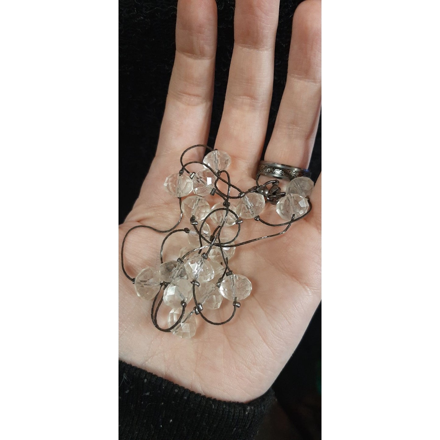 Elegant Abstract Crystal Beaded Station Necklace