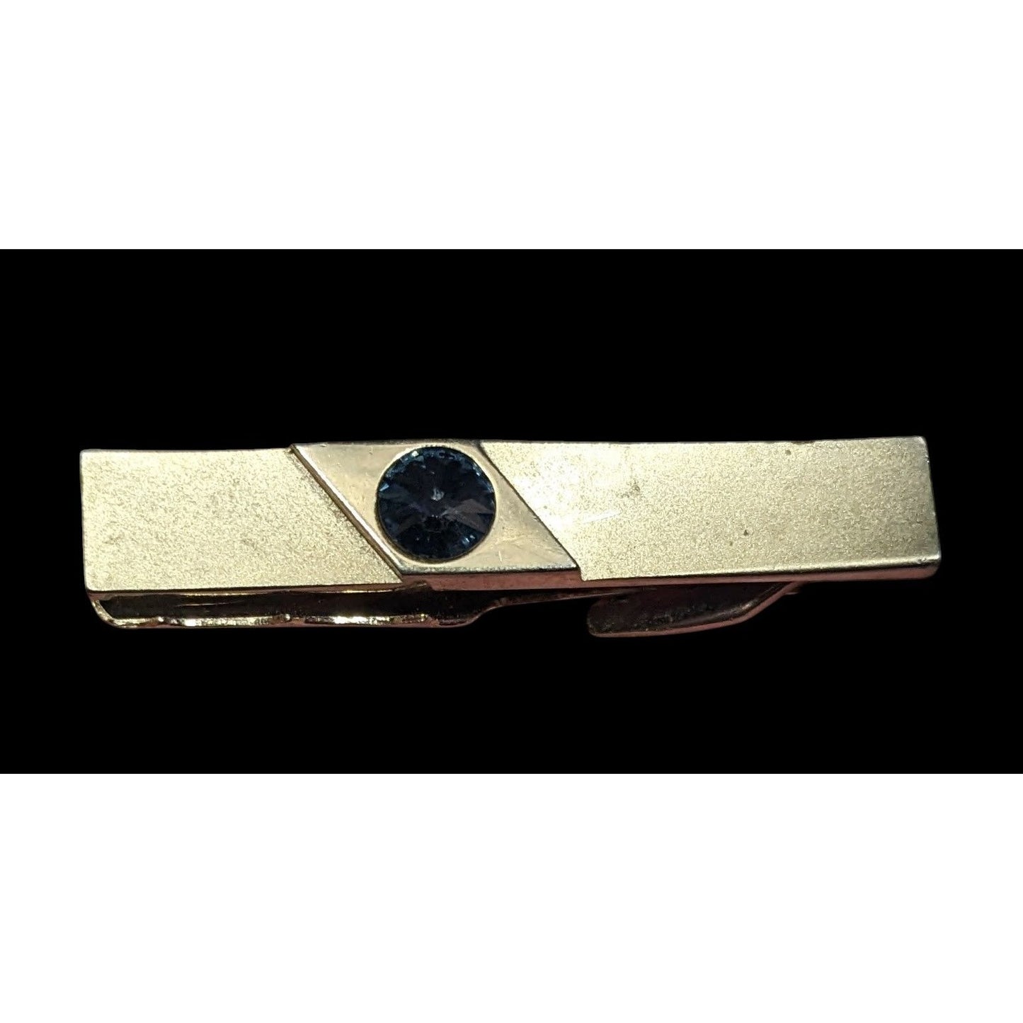 Vintage Foster Gold Tone Tie Clip With Grey Faceted Stone