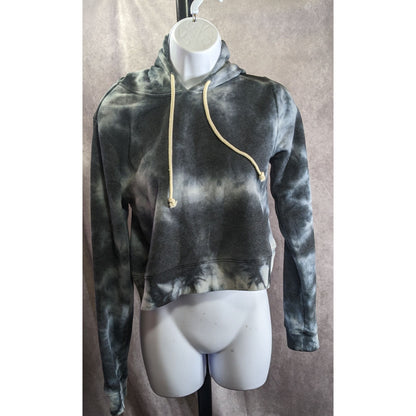 Threads 4 Thought Womens Tie-Dye Cropped Hoodie XS Black & White