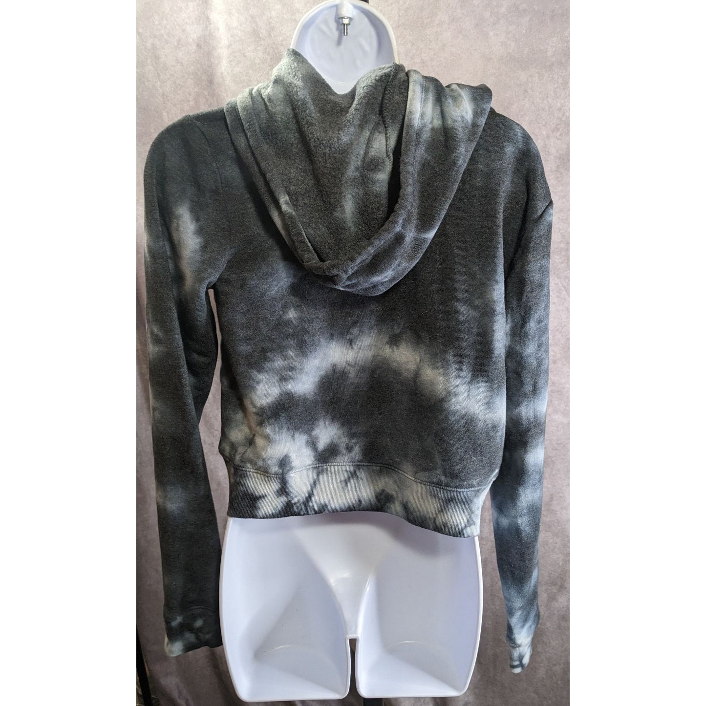 Threads 4 Thought Womens Tie-Dye Cropped Hoodie XS Black & White