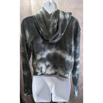 Threads 4 Thought Womens Tie-Dye Cropped Hoodie XS Black & White