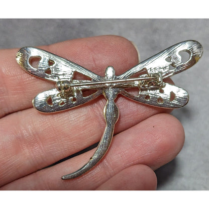 Rainbow Rhinestone Enamel Dragonfly Brooch