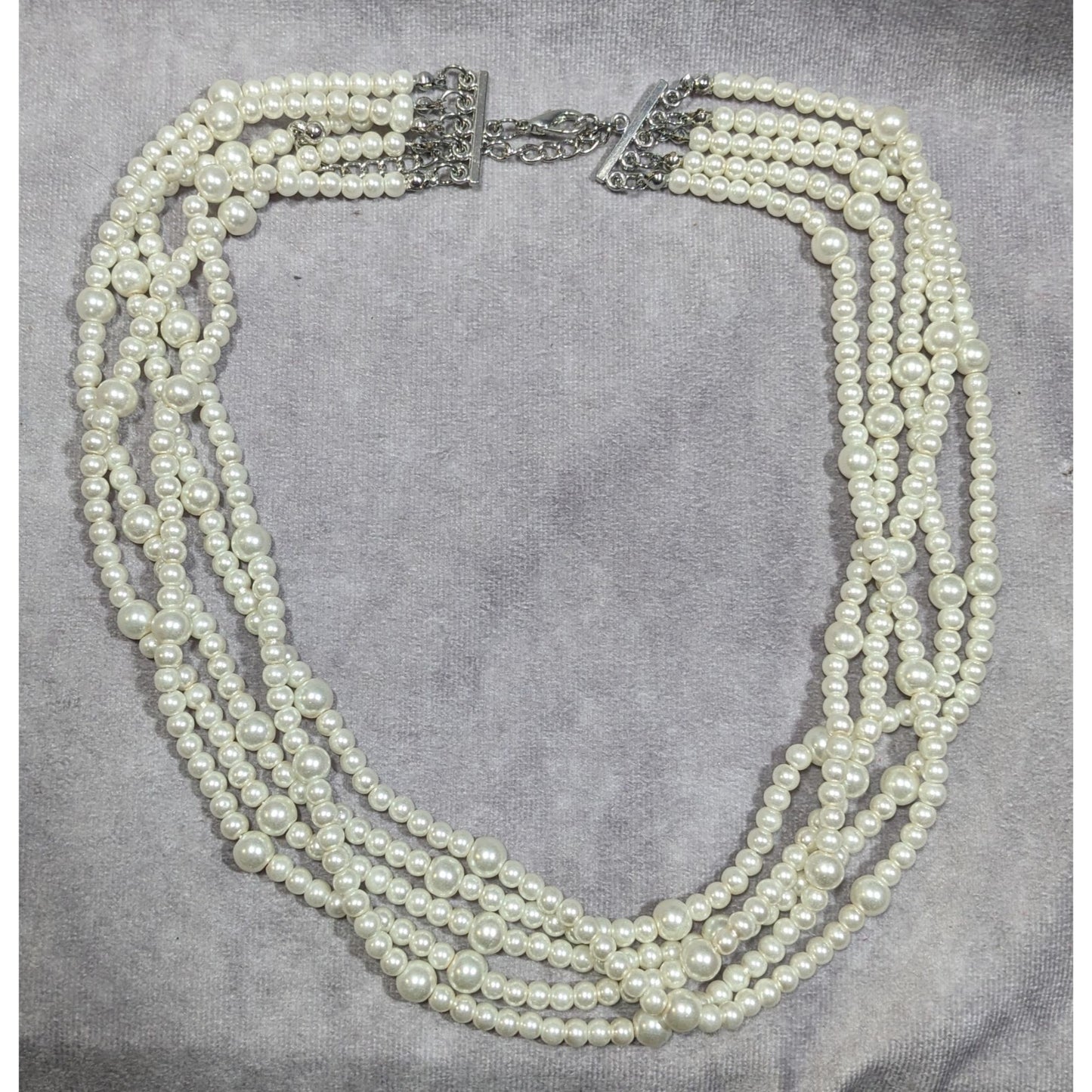 Elegant Multilayer White Faux Pearl Necklace