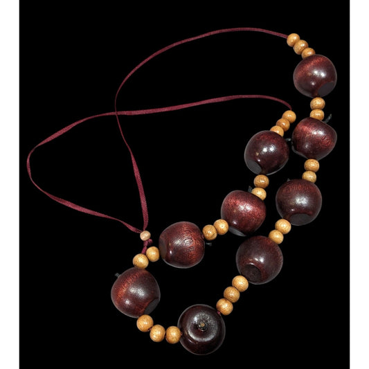Vintage Wooden Apple Beaded Teacher Necklace