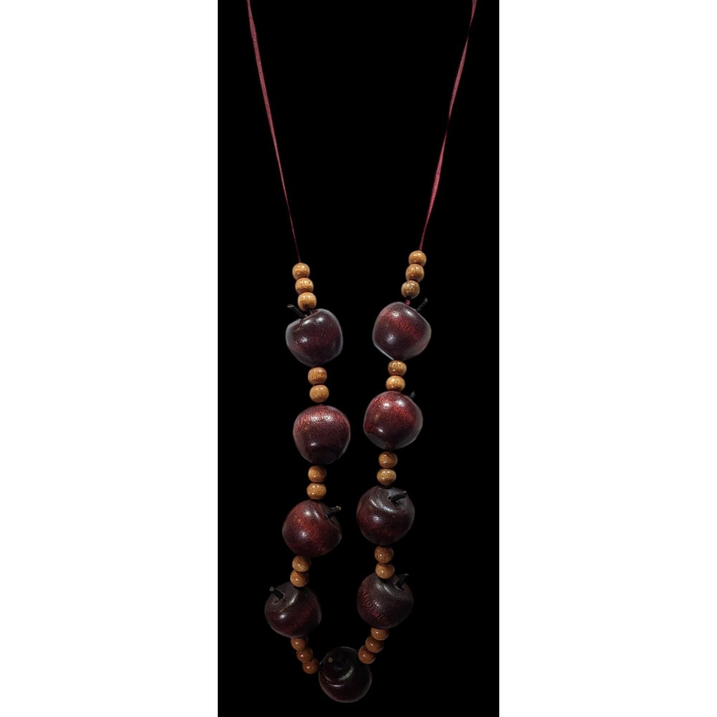 Vintage Wooden Apple Beaded Teacher Necklace