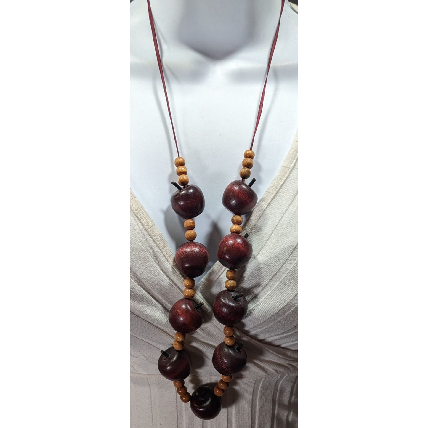Vintage Wooden Apple Beaded Teacher Necklace