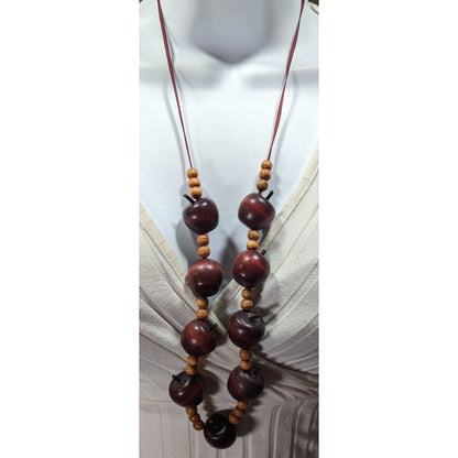 Vintage Wooden Apple Beaded Teacher Necklace