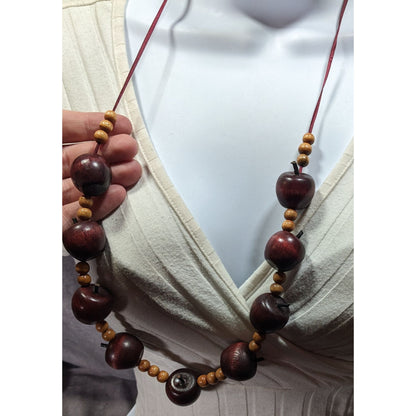 Vintage Wooden Apple Beaded Teacher Necklace