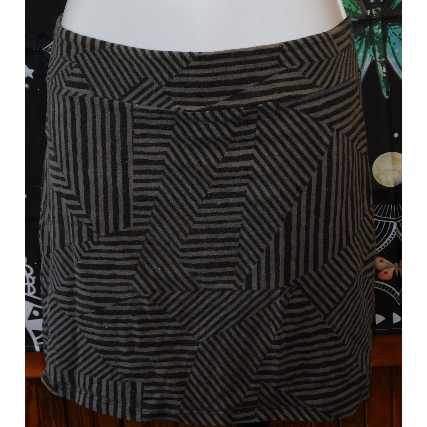 Xhilaration Gothic Black And Grey Geometric Mini Skirt