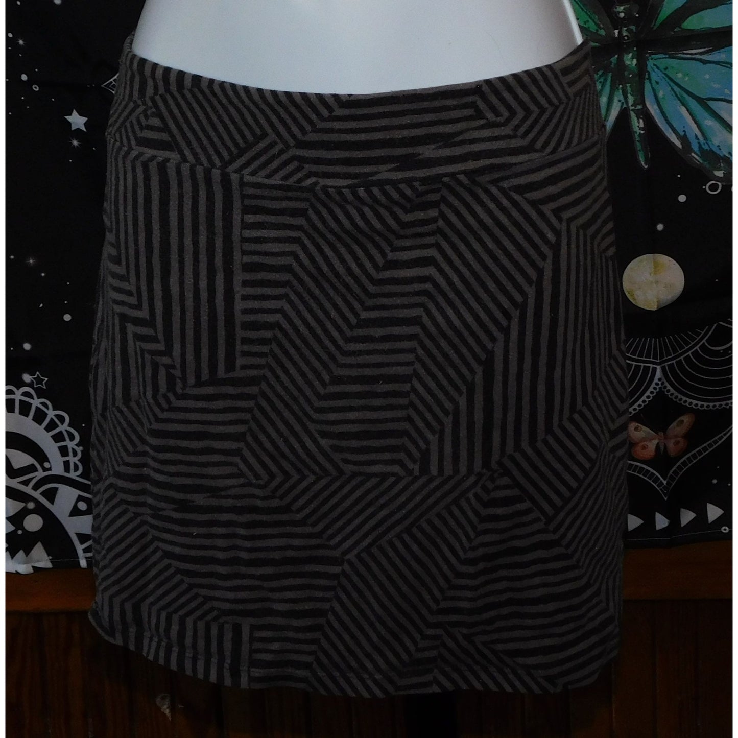 Xhilaration Gothic Black And Grey Geometric Mini Skirt