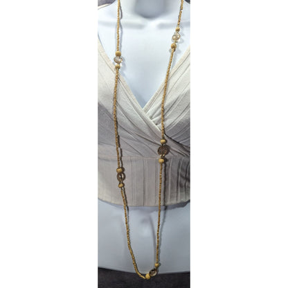 Bohemian Nature Themed Wood And Glass Beaded Necklace