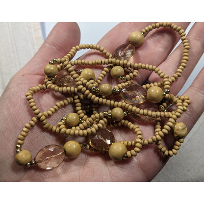 Bohemian Nature Themed Wood And Glass Beaded Necklace