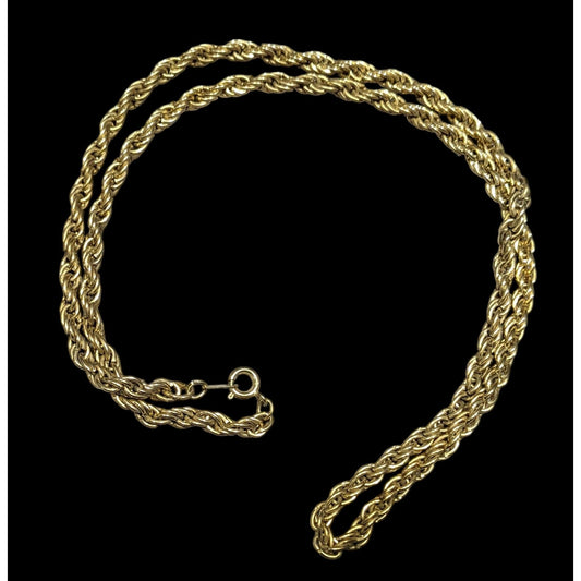 Vintage Korea Marked Gold Tone Rope Chain Necklace