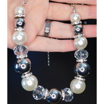 Chunky Faux Pearl And Glass Beaded Necklace