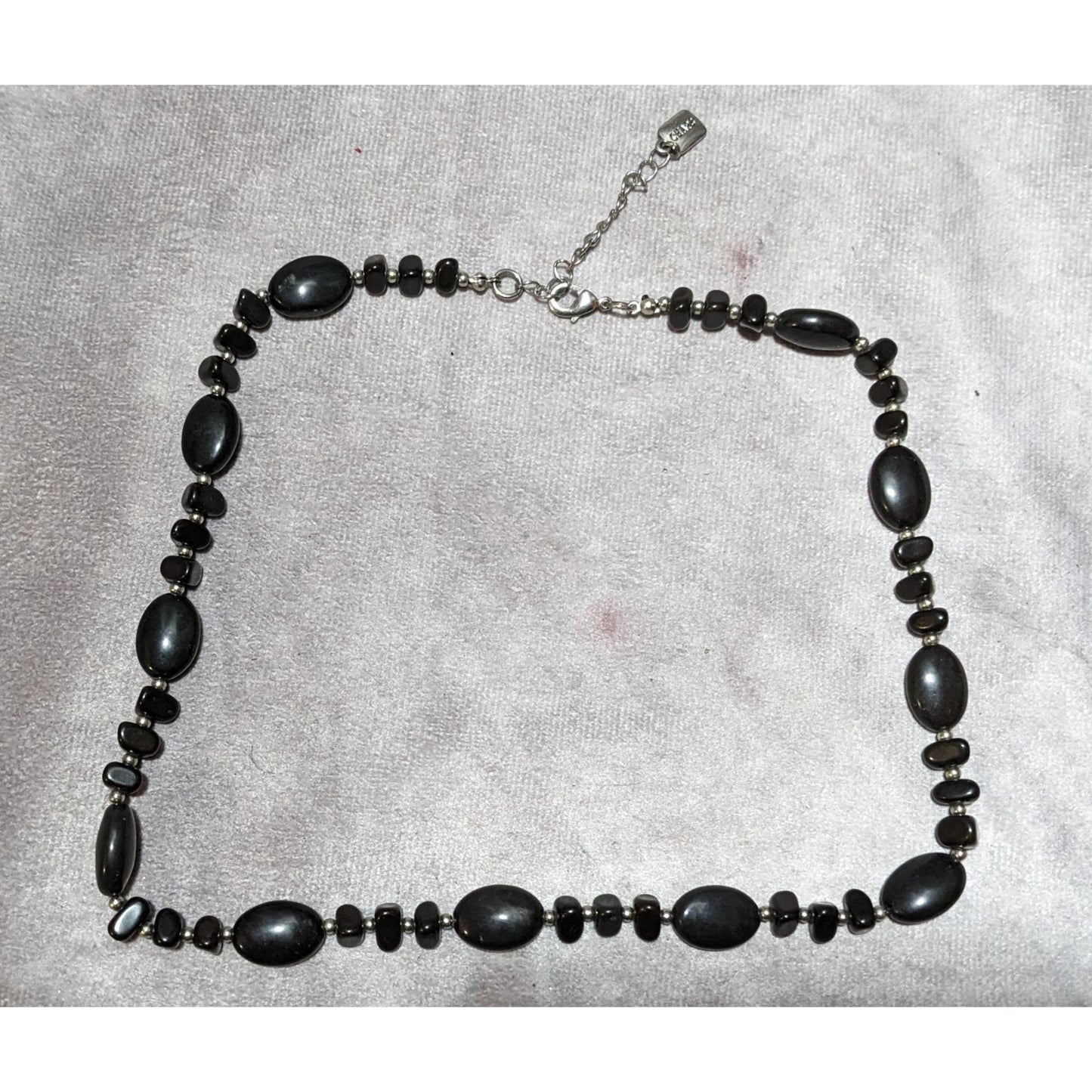 Preppy Beaded Chaps Black And Silver Necklace