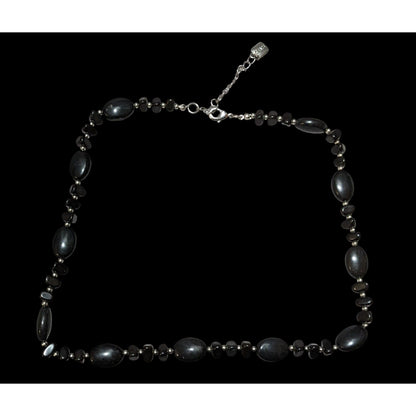 Preppy Beaded Chaps Black And Silver Necklace