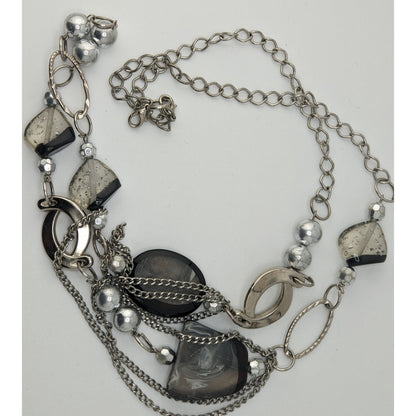 Y2K Glam Layered Station Necklace With Metal And Acrylic Beads