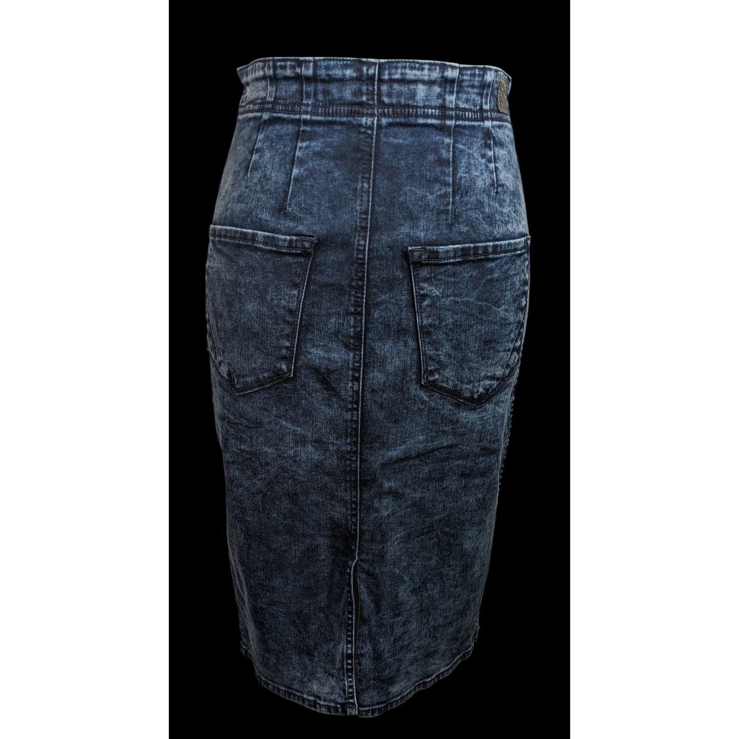 DKNY Blue Denim Full Zip Knee Length Pencil Skirt With Real Pockets!