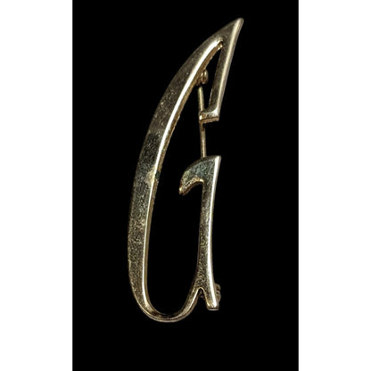 Vintage Gold Tone Letter G Initial Brooch