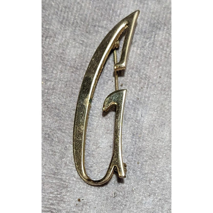 Vintage Gold Tone Letter G Initial Brooch