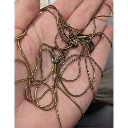 Elegant Triple Layer Gold Tone Snake Chain Necklace With Teardrop Accent