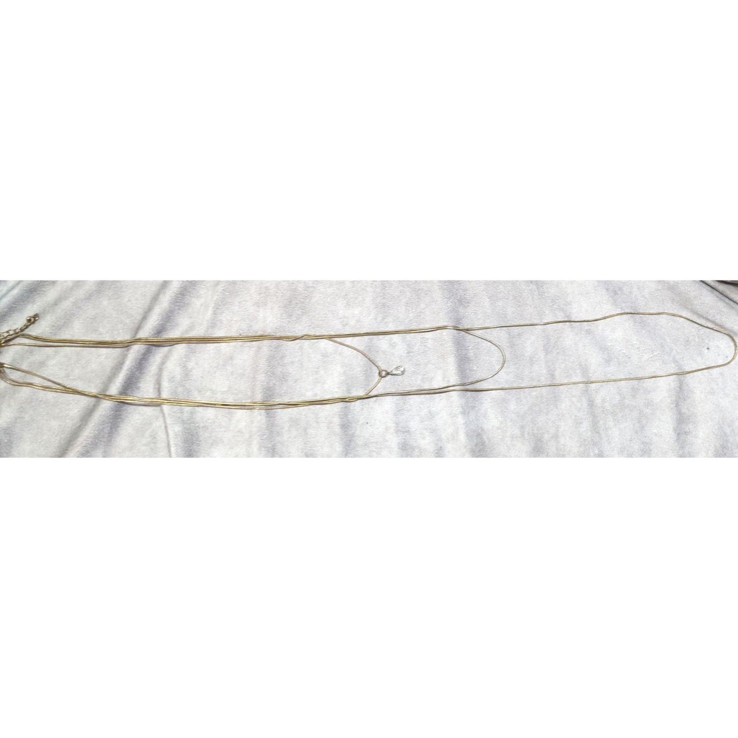 Elegant Triple Layer Gold Tone Snake Chain Necklace With Teardrop Accent