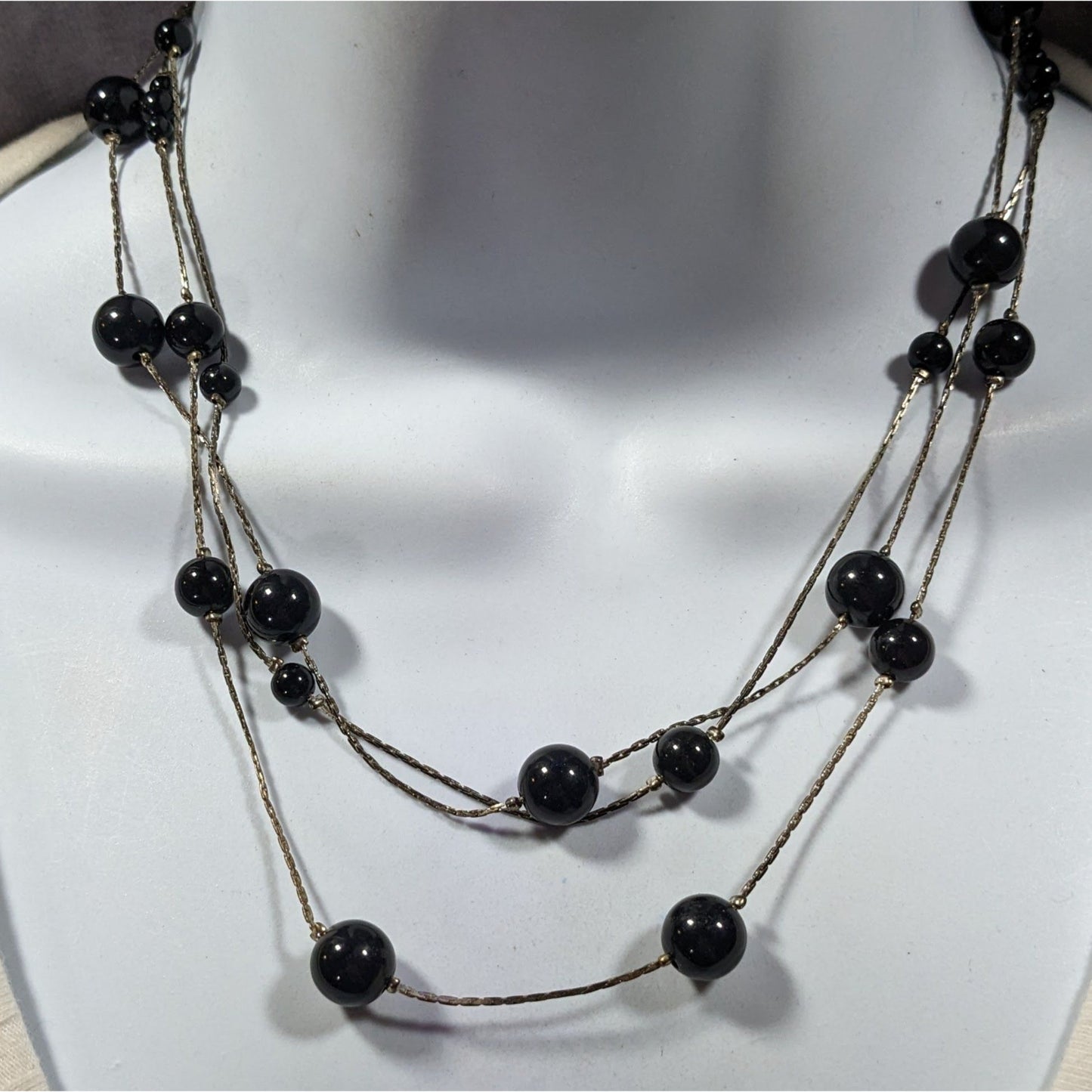 Claire's Black And Silver Tone Multilayer Floating Necklace