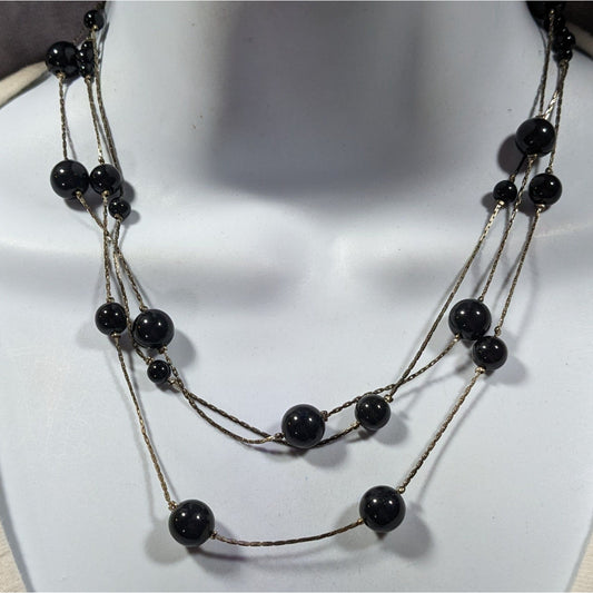 Claire's Black And Silver Tone Multilayer Floating Necklace