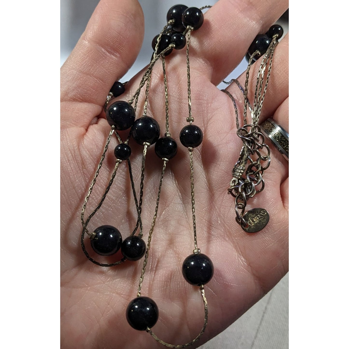 Claire's Black And Silver Tone Multilayer Floating Necklace