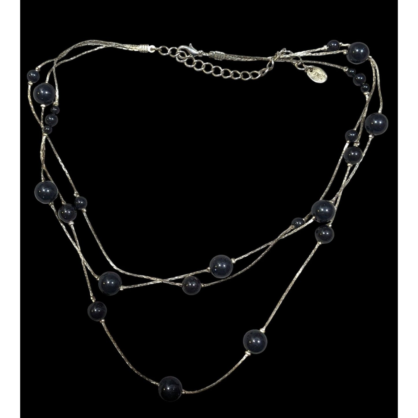 Claire's Black And Silver Tone Multilayer Floating Necklace