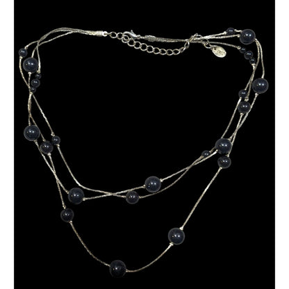 Claire's Black And Silver Tone Multilayer Floating Necklace