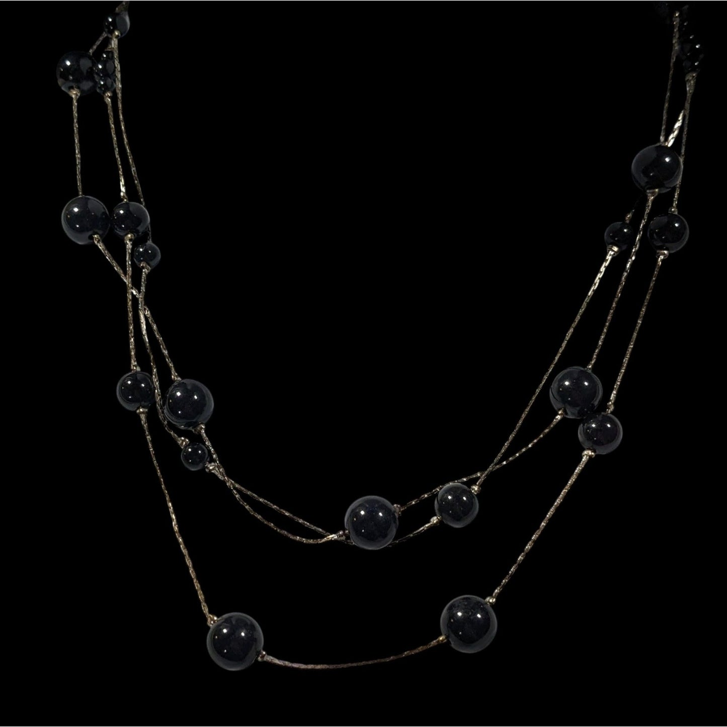 Claire's Black And Silver Tone Multilayer Floating Necklace